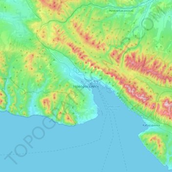 Novorossiisk topographic map, elevation, terrain