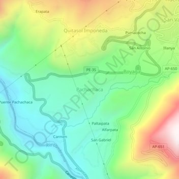 Pachachaca topographic map, elevation, terrain
