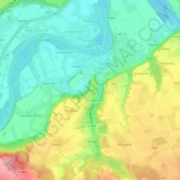 Haag topographic map, elevation, terrain