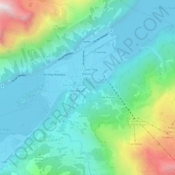 Crastas topographic map, elevation, terrain