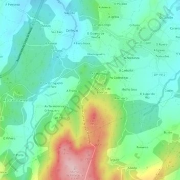 Folgueira topographic map, elevation, terrain