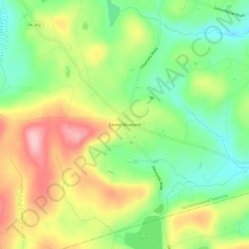 Center Moreland topographic map, elevation, terrain