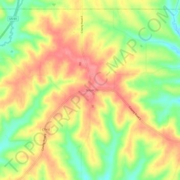 Stitzer topographic map, elevation, terrain