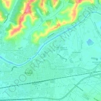 Serravalle topographic map, elevation, terrain