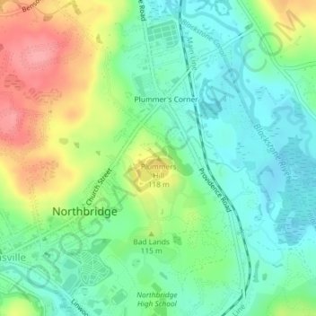 Plummers Hill topographic map, elevation, terrain