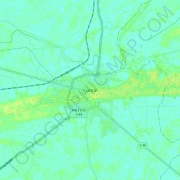 Contai topographic map, elevation, terrain