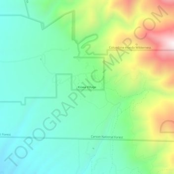 Kiowa Village topographic map, elevation, terrain