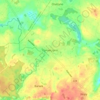 Pomieczyno topographic map, elevation, terrain