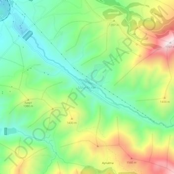 Uzunbulak topographic map, elevation, terrain