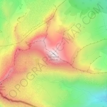 Gjeravica topographic map, elevation, terrain