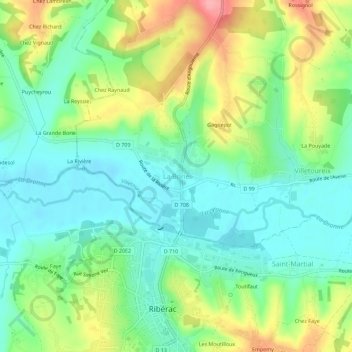 La Borie topographic map, elevation, terrain