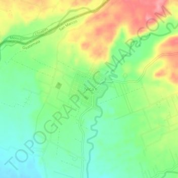 Nica topographic map, elevation, terrain