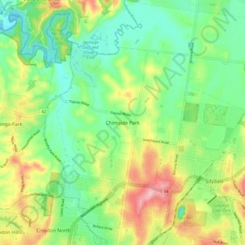 Chirnside Park topographic map, elevation, terrain