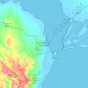 Sant'Antioco topographic map, elevation, terrain