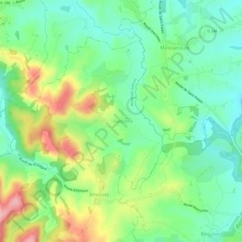 Succos topographic map, elevation, terrain