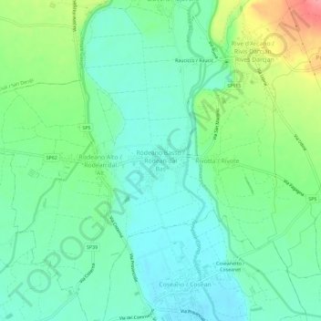 Rodeano Basso topographic map, elevation, terrain