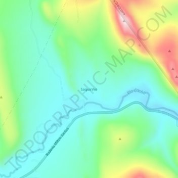 Saquinho topographic map, elevation, terrain