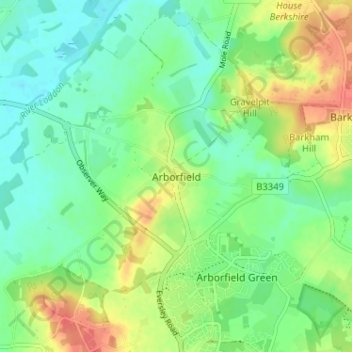 Arborfield topographic map, elevation, terrain