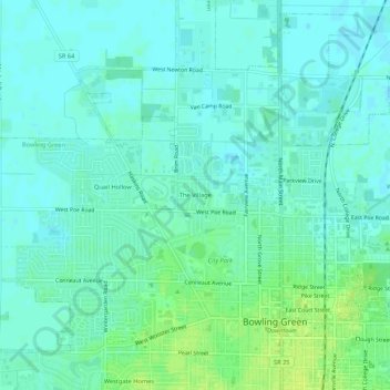 The Village topographic map, elevation, terrain