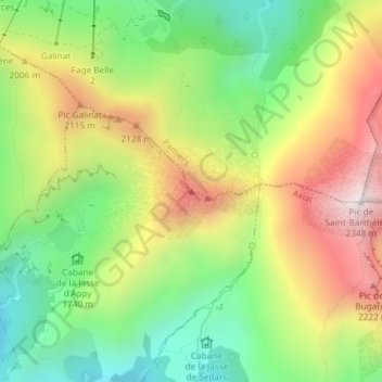 Pic de Girabal topographic map, elevation, terrain