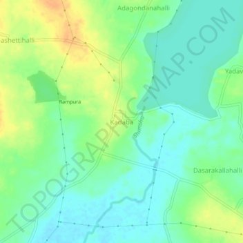 Kadaba topographic map, elevation, terrain