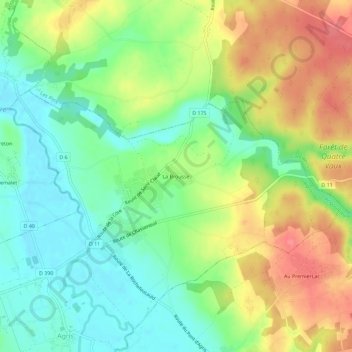 La Brousse topographic map, elevation, terrain