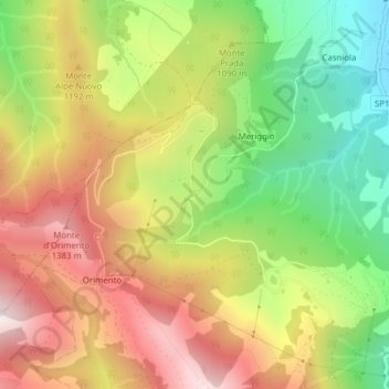 Alpe Grande topographic map, elevation, terrain
