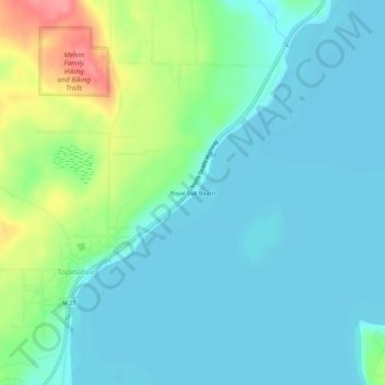 Royal Oak Beach topographic map, elevation, terrain