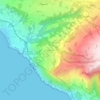 Coccorino topographic map, elevation, terrain