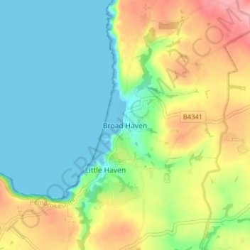 Broad Haven topographic map, elevation, terrain