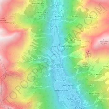 Bino topographic map, elevation, terrain