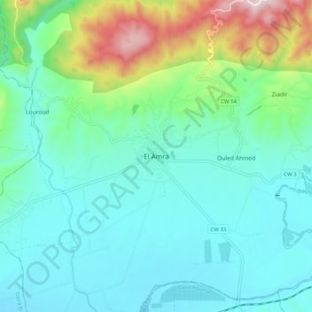 El Amra topographic map, elevation, terrain
