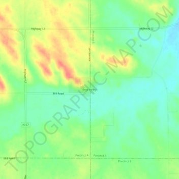 Bow Valley topographic map, elevation, terrain