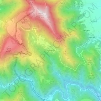 Montelago topographic map, elevation, terrain