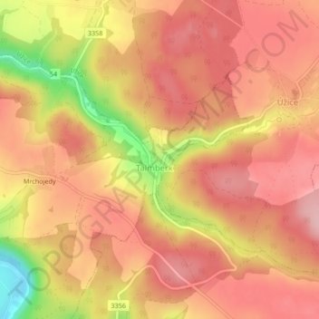 Talmberk - zřícenina/ ruins topographic map, elevation, terrain