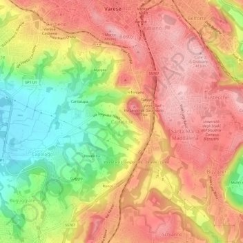 Cartabbia topographic map, elevation, terrain
