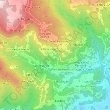 Contrà Mazzega topographic map, elevation, terrain