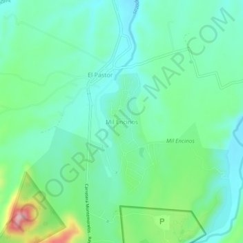 Mil Encinos topographic map, elevation, terrain