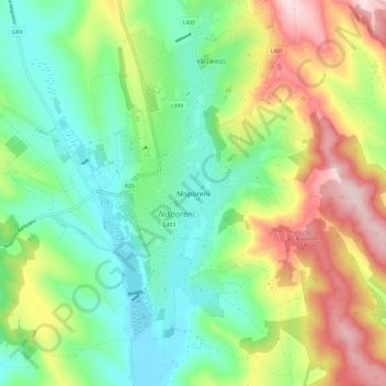 Nisporeni topographic map, elevation, terrain