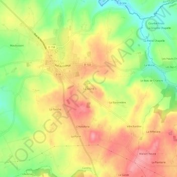La Seorie topographic map, elevation, terrain