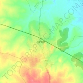 Jhargram topographic map, elevation, terrain