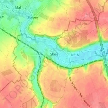 Glons topographic map, elevation, terrain