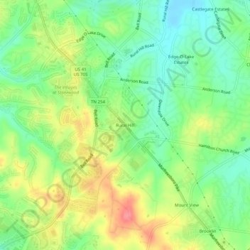 Rural Hill topographic map, elevation, terrain