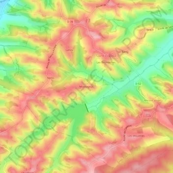 Montagnac topographic map, elevation, terrain