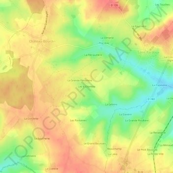 Saint-Pardoux topographic map, elevation, terrain