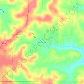 Owensburg topographic map, elevation, terrain