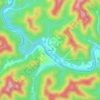 Peytona topographic map, elevation, terrain