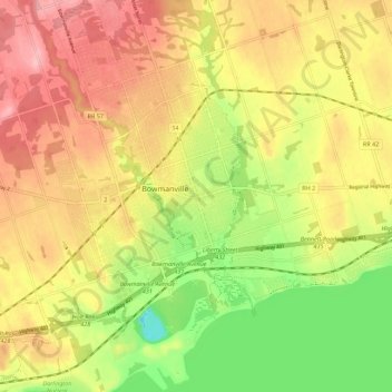 Bowmanville topographic map, elevation, terrain