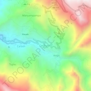 Carhuayoc topographic map, elevation, terrain