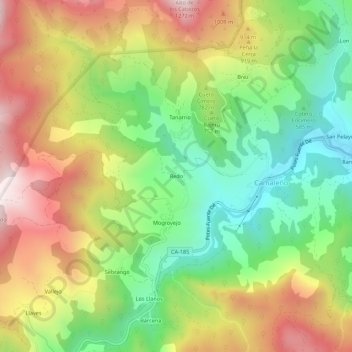 Redo topographic map, elevation, terrain